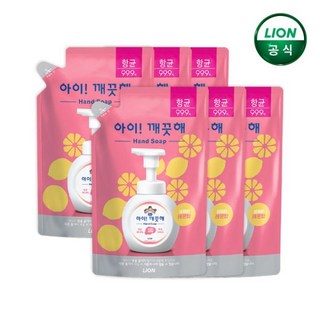 아이깨끗해 레몬 대용량 450ml리필 x 6개/핸드워시, 5.아이깨끗해 순 490ml본품x3개, 6개, 450ml