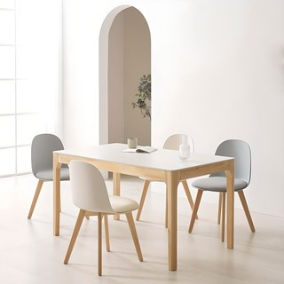 로렌 원목 포세린 1400 세라믹 테이블 의자세트 4인용 방문설치, 크림화이트 + 내추럴 + 아이보리 + 마린그레이, 일반의자 4