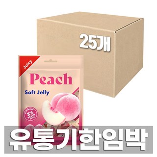 (유통기한임박) 쥬시복숭아젤리 100g 25봉지 복숭아젤리 과일제리 후르츠젤리, 2500g, 1박스