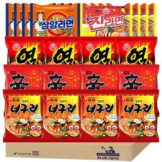 [블루존] 봉지라면 5종 20개 D세트 (신라면4+진라면매운맛4+너구리4+열라면4+삼양라면4