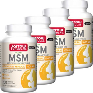 재로우 MSM 1000mg 베지 캡 글루텐 프리, 200정, 4개