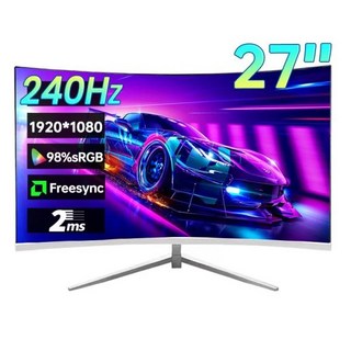 Freesync 컴퓨터 데스크탑 디스플레이 IPS VA 커브드 스크린 HDMI/DP 포함 27 인치 240Hz 게임 모니터 1080P 1920x1080P HDR 98% SR, 04 IPS Straight Blac, 05 EU 플러그