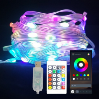 LED 감성조명 와이어 전구 100구 10M USB + 리모컨 + 앱컨트롤, 2개, 혼합색상