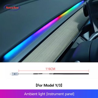 테슬라 모델 Y 3 하이랜드 RGB 앰비언트 라이트 키트 대시보드 센터 콘솔 스택 APP LED 스트립 네온 조명, 03 Set A