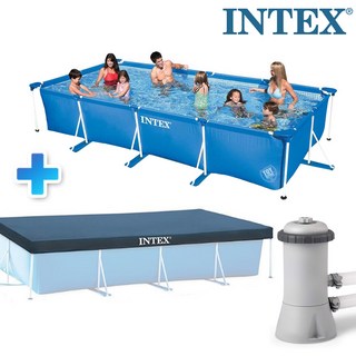 인텍스 프레임 풀 + 정화 펌프 세트, 풀장(4.5M)+필터펌프 + 특대덮개, 1개