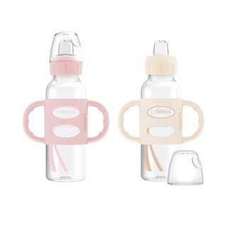 닥터브라운 내로우넥 손잡이 스파우트 시피 젖병 250ml 2팩 라이트핑크/에크루, 닥터브라운 내로우넥 손잡이 스파우트 시피 젖병 250m, 2팩, 라이트 핑크 및 에크루