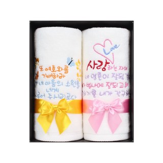 [말씀타올]플라워 성경 메세지 자수 수건 선물세트 2P, 일반사각케이스, 1세트