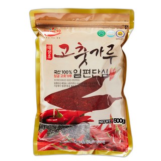 [24년햇고추] 국산 일편단심 해풍에 말린 태양초 고춧가루 일반 보통맛 / 최근제조 / 김치양념용, 500g, 1개