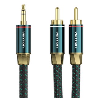 벤션 은도금코어 스테레오 to 2 RCA 케이블 3.5mm, BCSGH-2m, 그린