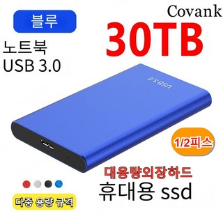 128Tb 외장하드 외장하드 사무용 고효율 전송 초대형 용량 확장 업그레이드, 60TB(칩 디스크), 파란색