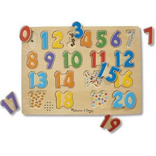Melissa & Doug 멜리사 앤 더그 넘버 사운드 퍼즐 음향 효과 나무 21개, 1개