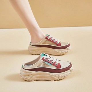 디와이 여성 여름 굽높이 통기성 메쉬 뮬 운동화 슬립온 슬리퍼