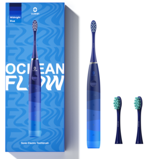 [한정특가 28900원] 오클린 Oclean Flow 음파전동칫솔본체+칫솔모 3개 1년 2번만 충전 분당 76000회 IPX7방수, 블루세트, 1개, 블루