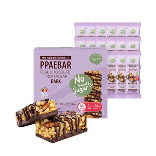 [무가당] 빼바 다크 리얼초콜릿 프로틴바 9개입 x 2박스 (총 720g) 신타프로틴바