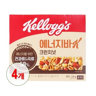 농심 켈로그 에너지바K 크런치넛(30g 12개), 120g, 4개