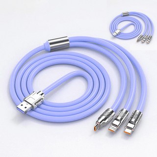 치프몰 1+1 120w 고속충전 3 in 1 멀티 케이블, 2개, 퍼플, 1.2m 3in1케이블 치프몰 1+1 120w 고속충전 3 in 1 멀티 케이블, 2개, 퍼플, 1.2m 3in1케이블