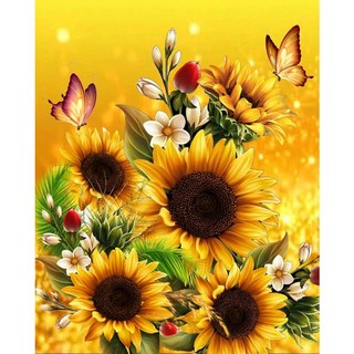 엠제이에스 명화그리기 50x40cm (캔버스형) DIY 유화 세트, KK08 - 황금해바라기랑 나비들, 1개