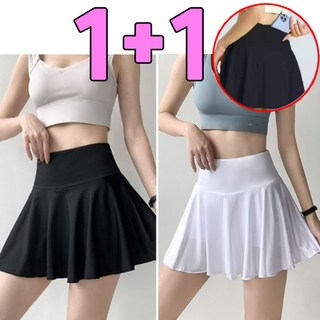 차쿠 1+1 여성 밴딩 테니스 스커트 요가 치마 여성 러닝 치마 하이웨스트 속바지 스커트