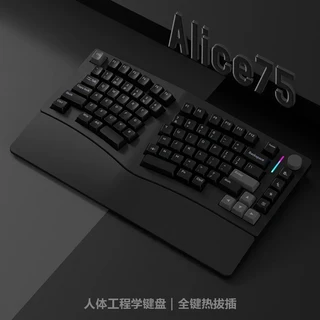 Feker Alice75 E-스포츠 기계식 키보드 블루투스 무선 알루미늄 핫 스왑 낮은 지연 게이밍 인체공학 맞춤, 04 Black