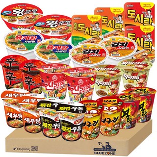 [블루존] 소컵 라면 24입 (신라면 + 짜파게티 + 육개장 + 김치육개장+새우탕 + 튀김우동 + 너구리 + 진매 + 열 +도시락+김치도시락 + 왕뚜껑mini)