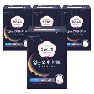 좋은느낌 프리미엄 입는 오버나이트, 대형, 4개입, 4개