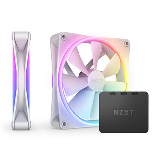 NZXT F140 RGB 듀오 트윈 팩 - 컨트롤러가 있는 140mm 양면 팬 2개 개별 주소 지정 가능한 LED 20개 균형 잡힌 공기 흐름 및 정압 유체 다이내믹 베어링 P, 1개
