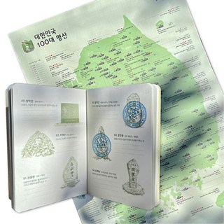 리빙릿 100대 명산 여권 등산 지도 인증 수첩 산악동호회 기념품 선물, 명산여권+깃발스티커(10개) 세트