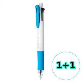 무지스 1+1 제브라 클립온 멀티펜K 4색 0.7 볼펜 샤프 (B4SA1) (블라이트블루), 2세트, 기본