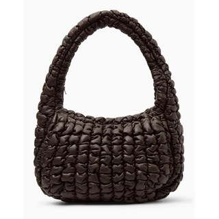 COS 코스 퀼티드 오버사이즈 크로스바디 숄더 가죽 백 다크 브라운 구름백 구름빵 가방