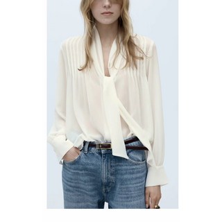 23Y1034 ZARA 여자신상 시스룩 긴팔셔츠 슬림핏 브이넥 셔츠