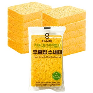 공구리빙(09Living) 무흠집 펄프 주방 수세미 스폰지 오렌지, 12개, 1개입