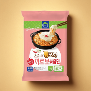 면사랑 치즈가득 통모짜 매콤까르보 볶음면 냉동 350g 간편한