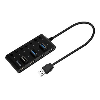 코시 스위치 USB3.0+USB2.0 7포트 허브 UH3454, 블랙, 1개