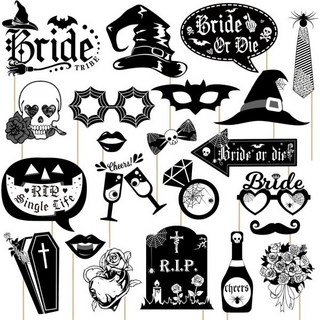 22 PCS 브라이드 오어 다이 포토 부스 소품 여성 소녀를 위한 고딕 바첼로레트 장식 브라이덜 샤워 약혼 결혼식 죽을 때까지 파티 용품을 싱글 라이프 찢기