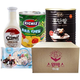 팥빙수 재료 패밀리C 세트 빙수팥 후루츠칵테일 빙수떡 연유, 1세트, 2.45kg