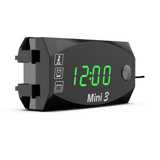 LED 오토바이 전자 시계 온도계 전압계 브래킷 포함 디지털 3 in 1 12V IP67 방수 방진, 1개