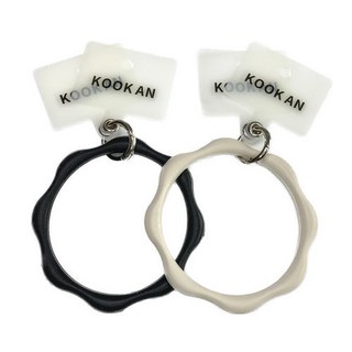 KOOK AN 실리콘 핸드폰 핸드링 스트랩 2개+ 태그홀더 4개, 화이트+검정, 1세트