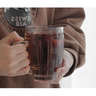 통유리 두꺼운두께 튼튼한 500ml 손잡이머그컵 결명자 유리컵 차가운물 냉커피용 보리차, 2개