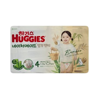 자체브랜드 하기스 네이처메이드 밤부 기저귀 대형 4단계 팬티형 여아용, 54매