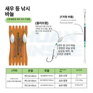 해픽룸 생새우바늘 채비 생미끼 새우걸이 생새우 낚시, 소호 피안 새우조합 1세트 2개