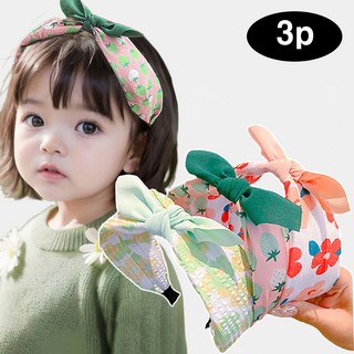 은꽃밴드 와이드 리본 유아 머리띠 세트