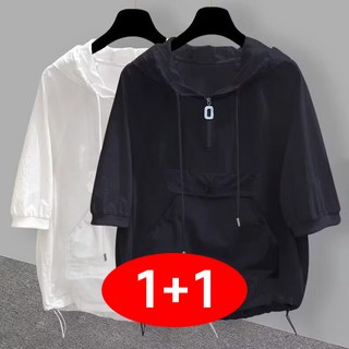 여름 스타일리시 솔리드 후드 반팔 티셔츠 트렌디 품질 디자인 컬러 단순 세련 햇볕 활동 룰루핏 운동 편안 카고 스타일 빅 포켓
