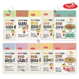 베베스트 아이 맛있는 국 10종 버섯미역된장국+닭곰탕+한우배추된장국+한우나주곰탕+한우미역국+황태감자국+한우소고기감자국+한우순한육개장+순한청국장+순두부백김치, 1개