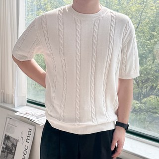 남자 라디스 케이블 라운드 반팔니트 6 color