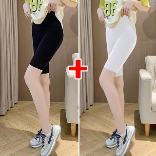 1+1 여성 속바지 5부 반바지 겸용 필라테스 팬츠 봄 여름 냉감 얇은 빅사이즈 하이웨스트 레깅스 WMY