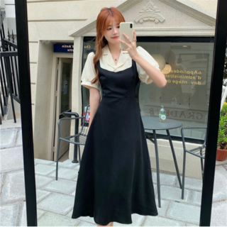 네디아 여름 반팔 페이크 투피스 원피스