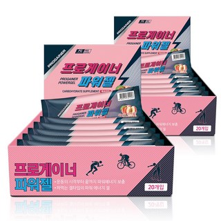프로게이너 파워젤 복숭아맛 2박스 40포 자전거 마라톤 등산 라이딩 철인3종 에너지젤 스포츠젤, 800g