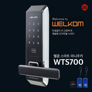 솔리티 웰콤 스마트 미니손잡이 있음 디지털도어락 WTS700 + 카드키, WTS-700, 고객직접설치