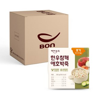 [베이비본죽]실온이유식 한우참깨애호박죽 후기 180g 12개(1박스), 12개