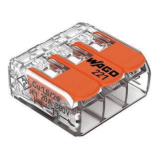 와고 커넥터 221-413 3P 단선 연선 구분 없이 모든 전선용 0.2SQ~4SQ 사용 가능 MAX 450V 32A, 5개